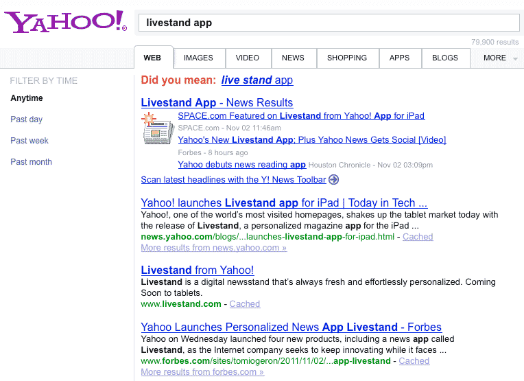 Yahoo Livestand app for the iPad